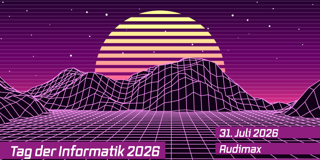 Grafik im Stil der alten Videospiele mit der Aufschrift "Tag der Informatik 2026"