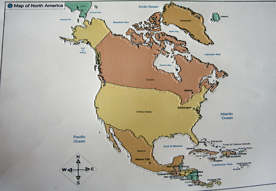 taktile Grafik einer Landkarte Südamerikas